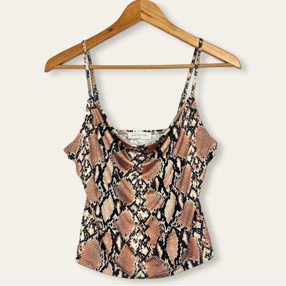 Urban Outfitters Ruby Snakeskin Slinky Draped Cowl Neck Cropped Cami Tank Top XS - Picture 14 of 14